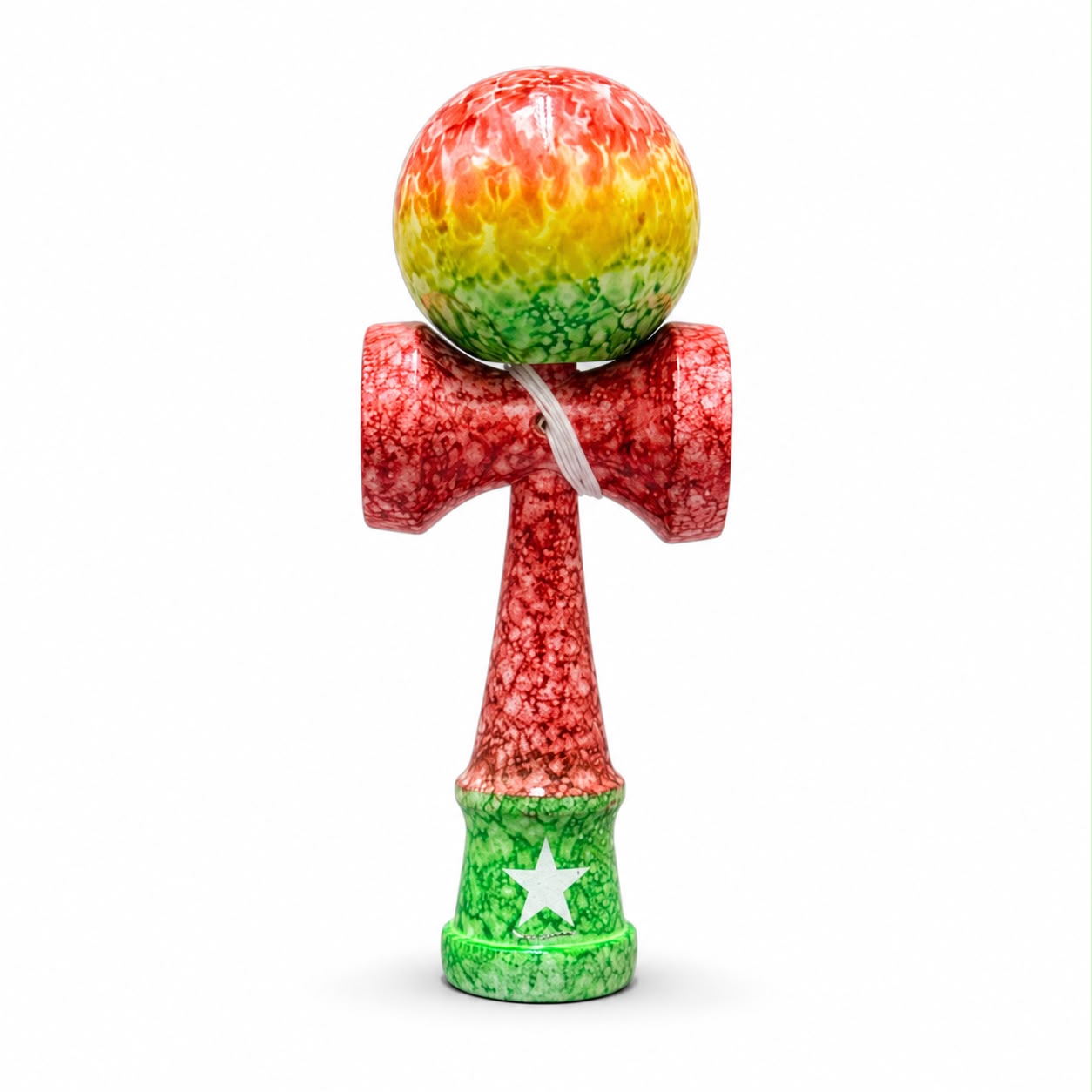 Red Rasta Full Marble Kendama - Image 2